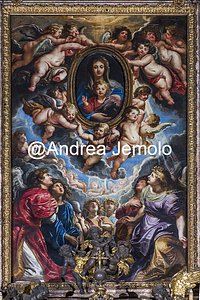 Saint Mary of Vallicella Slate altarpiece with Madonna and Child blessing and angels and cherubim adoring | Andrea Jemolo