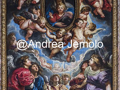 Saint Mary of Vallicella Slate altarpiece with Madonna and Child blessing and angels and cherubim adoring | Andrea Jemolo