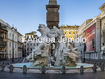 Fontana dei Fiumi Veduta da nord - gruppo marmoreo con le statue dei fiumi Nilo e Rio de la Plata | Andrea Jemolo