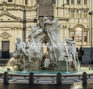 Fountain of the Four Rivers View from the East - marble group with statues of the Nile and Ganges rivers | Andrea Jemolo