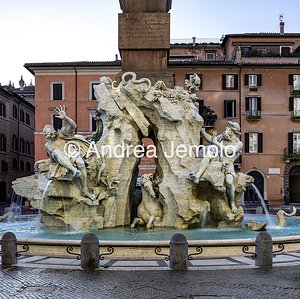 Fountain of the Four Rivers View from the West - marble group with statues of the Rio de la Plata and Danube rivers | Andrea Jemolo