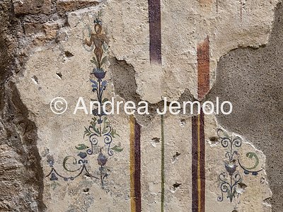 Latrina romana in via Garibaldi Pittura di candelabri floreali sui quali sorge una figura fantastica | Andrea Jemolo
