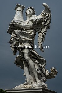 Ponte Sant'Angelo and the ten statues depicting Angels carrying the instruments of the Passion Angel with the column to which Jesus was tied during the flagellation | Andrea Jemolo