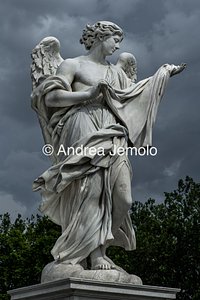 Ponte Sant'Angelo and the ten statues depicting Angels carrying the instruments of the Passion Angel with the Sudarium (Veronica's Veil) | Andrea Jemolo