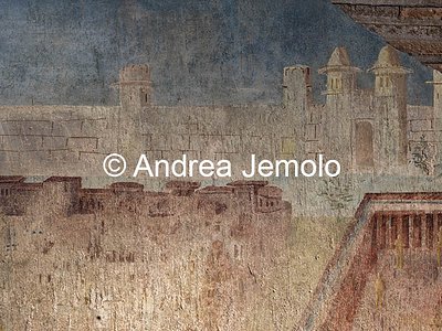 Criptoportico delle Terme di Traiano La Citta dipinta - Le mura e la città - Affresco | Andrea Jemolo