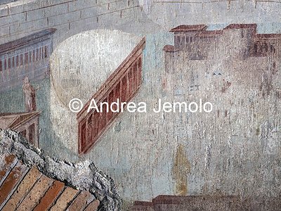 Criptoportico delle Terme di Traiano La Citta dipinta - Teatro con forma a semicerchio delle gradinate (la cavea) - Affresco | Andrea Jemolo