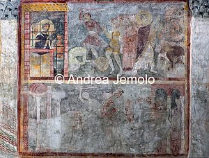 Church of Sant'Urbano alla Caffarella Saint Urban baptizes Anolino, Beheading of Anolino, Saint Urban knocks down idols, Fresco | Andrea Jemolo
