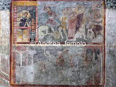 Church of Sant'Urbano alla Caffarella Saint Urban baptizes Anolino, Beheading of Anolino, Saint Urban knocks down idols, Fresco | Andrea Jemolo
