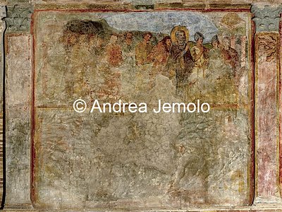Church of Sant'Urbano alla Caffarella Saint Urban in front of Saint Telemachus (also Almachus), wall paint | Andrea Jemolo