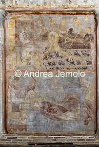 Church of Sant'Urbano alla Caffarella Martyrdom of Saint Lawrence; Saint Urban beaten before Almachio, wall paint | Andrea Jemolo