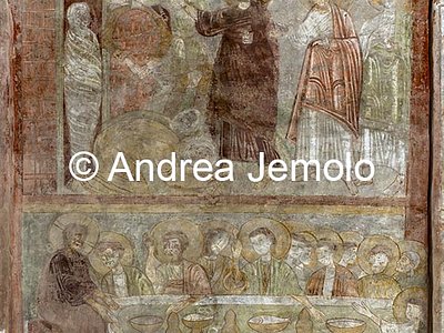 Chiesa di Sant'Urbano alla Caffarella Resurrezione di Lazzaro e cena degli Apostoli - pittura muraria | Andrea Jemolo