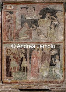 Church of Sant'Urbano alla Caffarella Annunciation of the Angel to Saint Valerian, Saint Urban baptizes Valerian- wall paint | Andrea Jemolo