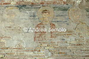 Church of Sant'Urbano alla Caffarella Frescoes of Saints in the lower walls - wall paint | Andrea Jemolo