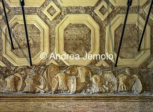 Church of Sant'Urbano alla Caffarella Panoply of weapons, compositions of shields, breastplates, helmets and greaves from the temple dedicated to Ceres and Faustina | Andrea Jemolo