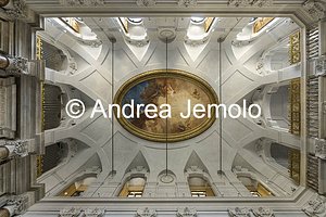 Oratorio dei Filippini Sala Borromini - Soffitto con l'affresco "Adorazione del simbolo della Trinità" | Andrea Jemolo