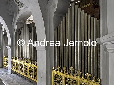 Oratorio dei Filippini Sala Borromini o Oratorio - Loggia dei Cardinali - Organo e paratie in legno dorato | Andrea Jemolo