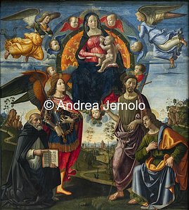 Alte Pinakothek Domenico Ghirlandaio, Altare maggiore di Santa Maria Novella: Madonna con Bambino e Santi Domenico, Michele, Giovanni Battista e Tommaso, 223,9 x 201,4 cm | Andrea Jemolo