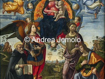 Alte Pinakothek Domenico Ghirlandaio, Altare maggiore di Santa Maria Novella: Madonna con Bambino e Santi Domenico, Michele, Giovanni Battista e Tommaso, 223,9 x 201,4 cm | Andrea Jemolo