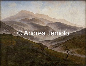 Neue Pinakothek Paesaggio di montagne giganti con nebbia crescente, 54.9 x 70.4 cm | Andrea Jemolo
