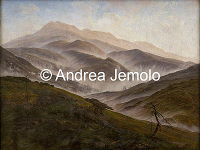 Neue Pinakothek Paesaggio di montagne giganti con nebbia crescente, 54.9 x 70.4 cm | Andrea Jemolo