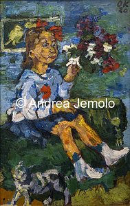 Pinakothek der Moderne  Bambina con fiori e gatto | Andrea Jemolo