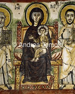 Museo copto Madonna Bambino e Santi - Affresco da Bawit - particolare | Andrea Jemolo