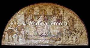 Museo copto Affresco da Bawit - Tre Santi seduti | Andrea Jemolo