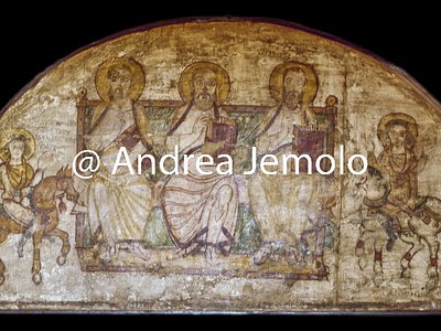 Museo copto Affresco da Bawit - Tre Santi seduti | Andrea Jemolo