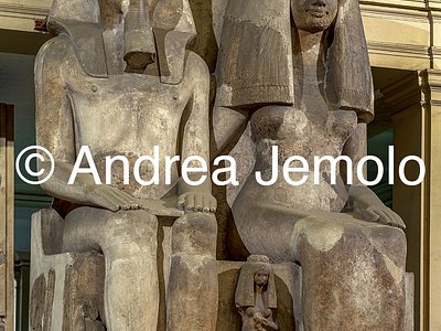 Egyptian museum Amenophis III and the Tiye queen - colossal group | Andrea Jemolo
