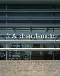 Ara Pacis Museum Prospect toward via Ripetta - Vetrata e scritte | Andrea Jemolo