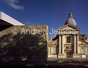 Ara Pacis Museum Wall and church of St. Roch | Andrea Jemolo