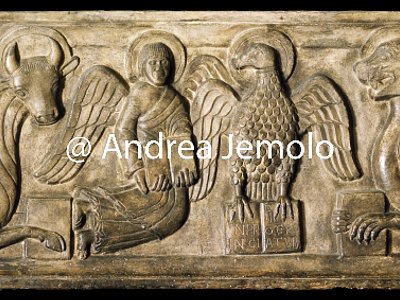 Civic collections of Ancient Art Relief with the symbols of the Evangelists from Santa Maria di Beltrade | Andrea Jemolo