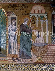 Palatina chapel Baptism of Paul - mosaic | Andrea Jemolo