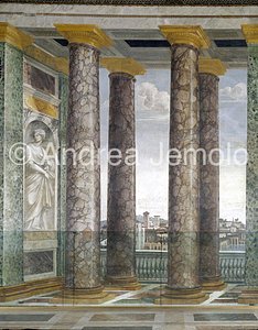 Villa Farnesina Hall of the Perspectives - columns, village - Detail | Andrea Jemolo