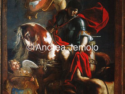 Abbey of St. Martin Banner - St. Martin and the poor man - recto | Andrea Jemolo