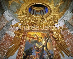 St. Andrea al Quirinale Radiant crown with angels and cherubs | Andrea Jemolo