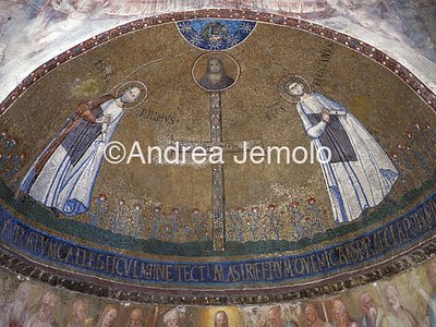 Chiesa di Santo Stefano rotondo Mosaico - Cristo tra i SS Primo e Feliciano | Andrea Jemolo