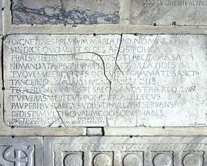Santa Maria in Trastevere Epitaph of Tide priest- plate | Andrea Jemolo