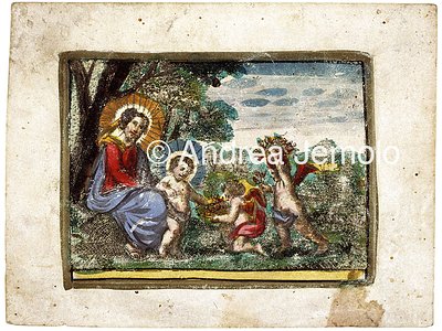 Holy card Madonna with Child and Angels | Andrea Jemolo