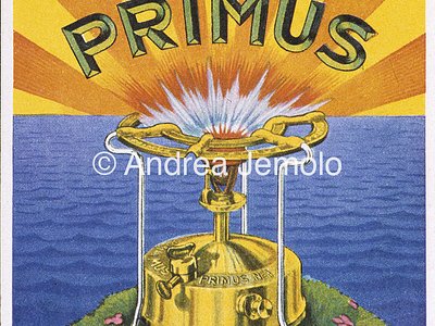 Camp stove Prius Advertising postcard | Andrea Jemolo