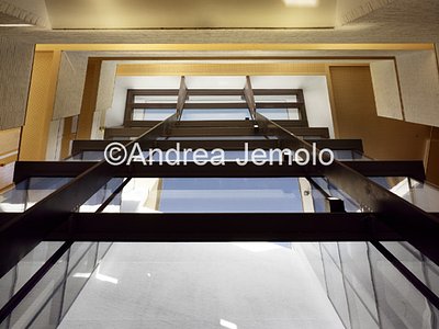 The new Hertzian Library Detail views of light well in steel an solar control glass | Andrea Jemolo