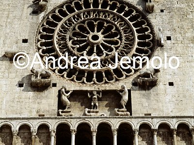 San Ruffino Rosone con simboli degli Evangelisti e tre Telamoni | Andrea Jemolo