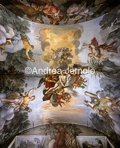 Trinità dei Monti - Monastery Parlor - Jesus in the glory of the angels and the four Cardinal Virtues | Andrea Jemolo