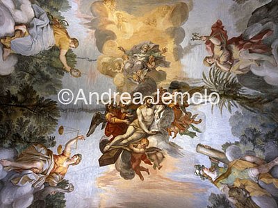 Trinità dei Monti - Monastery Parlor - Jesus in the glory of the angels and the four Cardinal Virtues | Andrea Jemolo