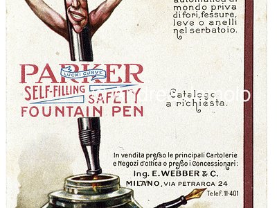 Fountain pen Parker Advertising postcard | Andrea Jemolo