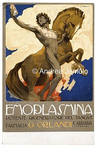 Emoplasmina Advertising postcard | Andrea Jemolo
