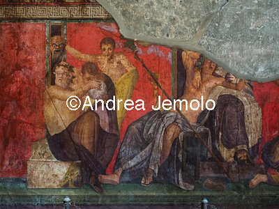 Villa of the Mysteries Hall of the Great Fresco - Silenus gives to drink and a satyr | Andrea Jemolo