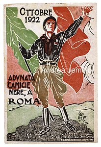 Postcard of fascist propaganda for the March on Rome  | Andrea Jemolo