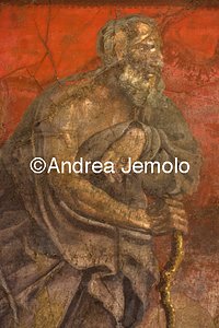Archaeological National museum Boscoreale - Megalographia from villa of Publius Fannius Sinistor - Detail - Philosopher | Andrea Jemolo