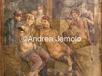 Museo Archeologico Nazionale Pompei - Casa di L. Cornelius Diadumenius - Afrodite porge il nido degli Amorini ad un giovane cacciatore | Andrea Jemolo